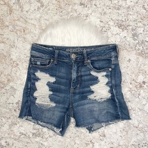 American Eagle Hi-Rise Shortie Stretch Jean Shorts